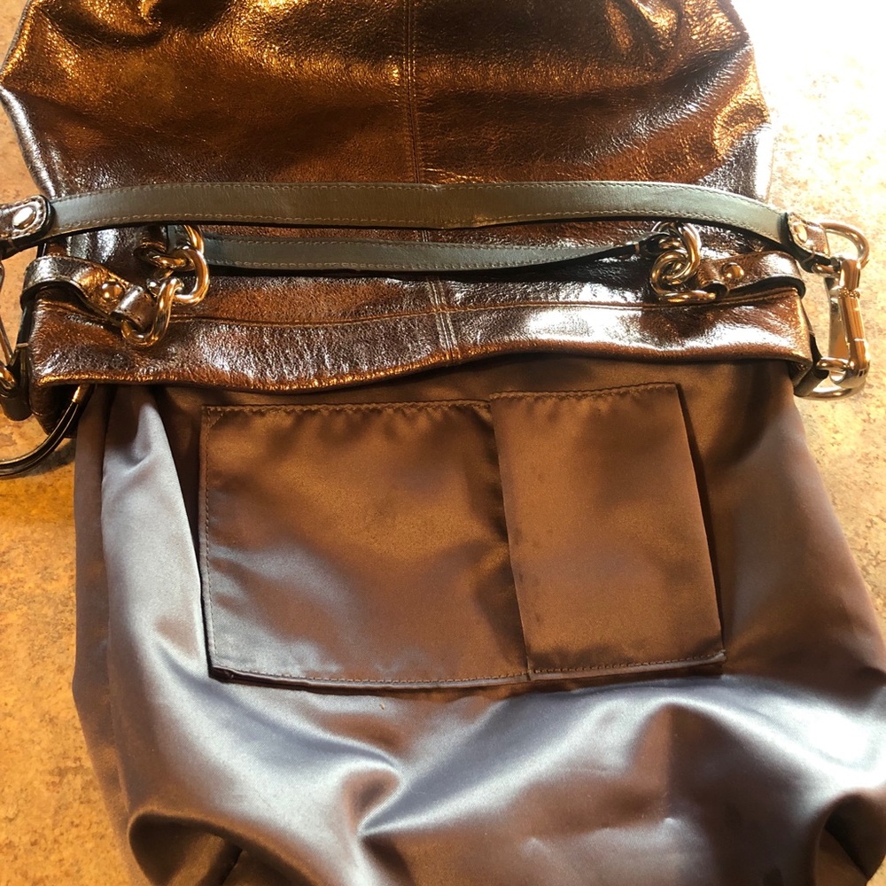 Coach Brooke Metallic Pewter Slouch Hobo Bag barely used - Picture 8 of 10